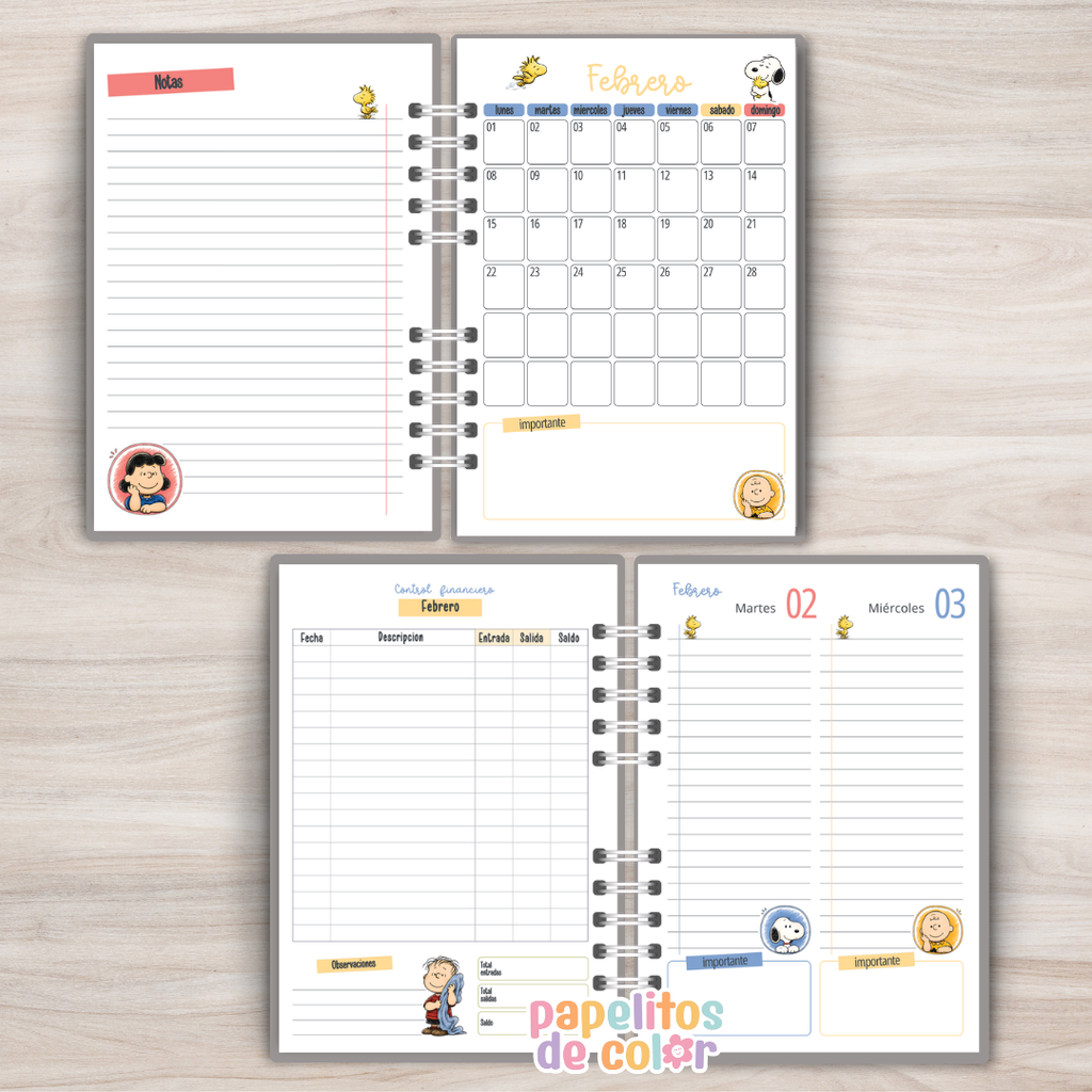 🐶✨ Agenda Snoopy– Dos Días por Hoja 2027🤍