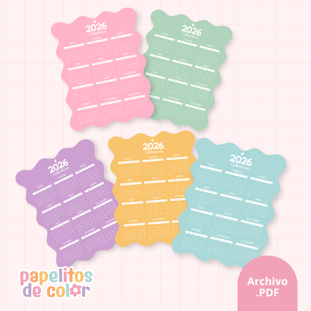 🌸 Pack Calendarios 2026 – Ondas en Colores Pastel