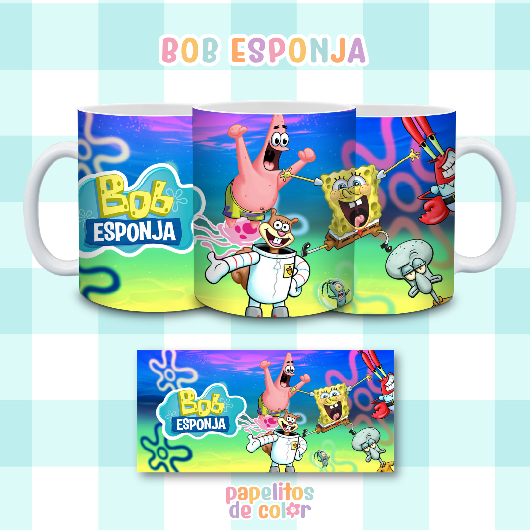 ☕🍍 Diseños para Tazas Bob Esponja ✨🫧