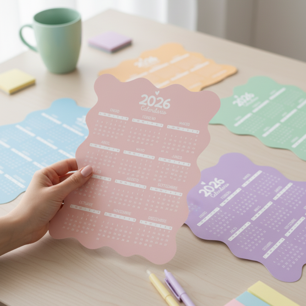 🌸 Pack Calendarios 2026 – Ondas en Colores Pastel