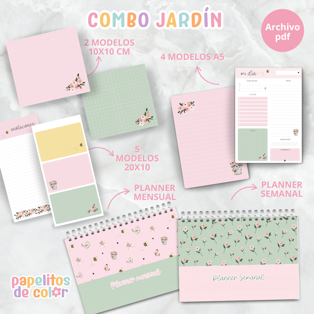 🌸✨ Combo Jardín – Papelería Delicada ✨🌸