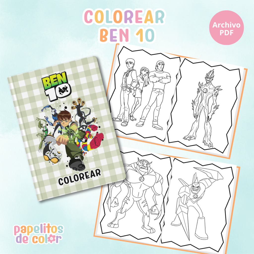 👽 Libritos para Colorear A6 – Ben 10 (Abrochados)