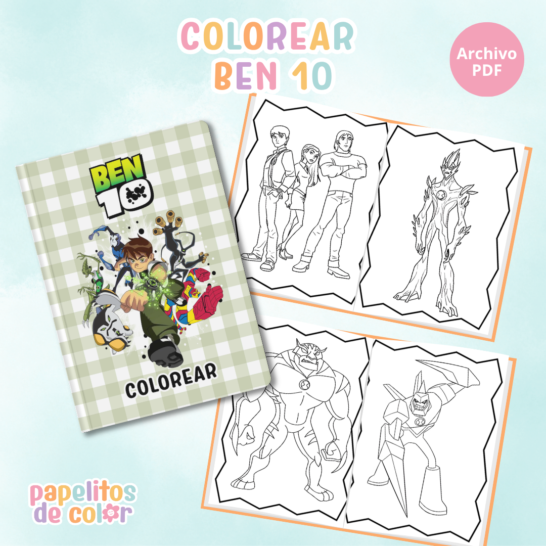 👽 Libritos para Colorear A6 – Ben 10 (Abrochados)