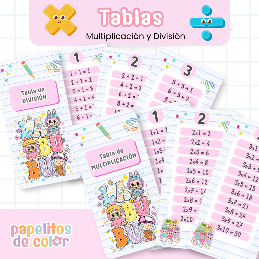 Tabla de Multiplicación y División - Labubus✨