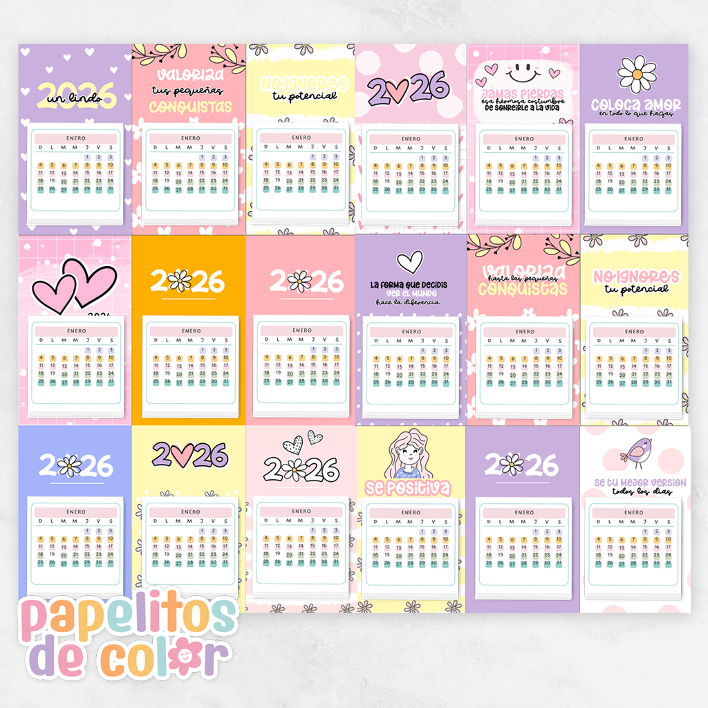 Calendario Mignon Pastel 2026  ✨📅