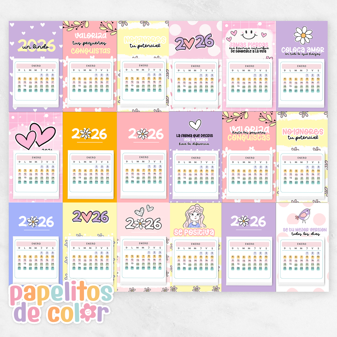 Calendario Mignon Pastel 2026  ✨📅