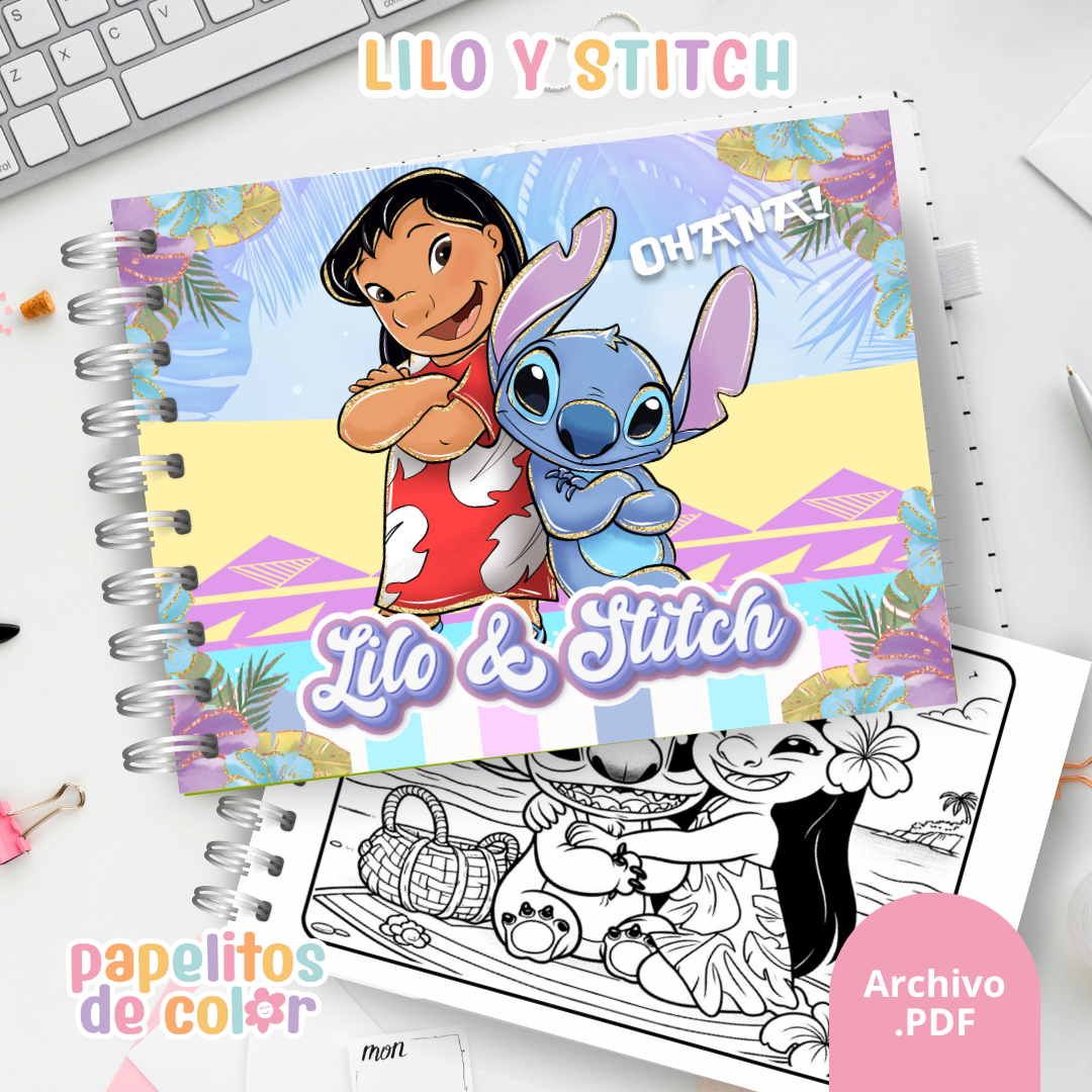 🌺 Libro para Pintar Lilo & Stitch 🐾✨